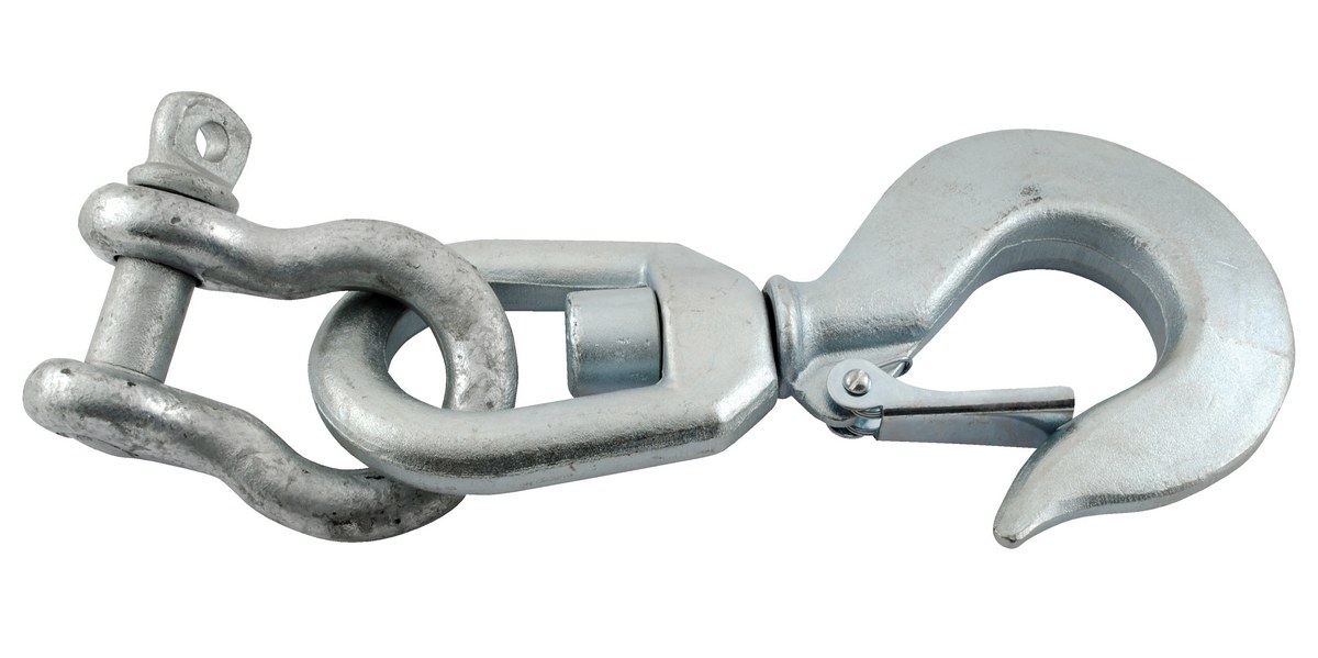 Steel Swivel Hook with Shackle 10,000 Lb. Capacity Silver | AMPS Supply