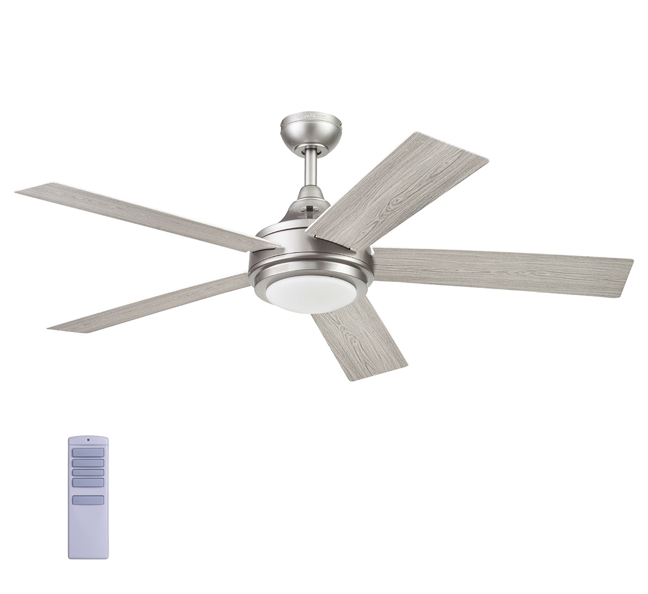 Harbor Breeze Armitage 52-in Brushed Nickel Indoor Flush Mount Ceiling Fan  with Light (5-Blade) in the Ceiling Fans department at