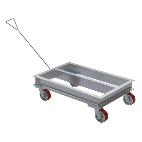 Aluminum Channel Dolly with Handle 40 In. x 42 In. 900 Lb. Capacity Silver
