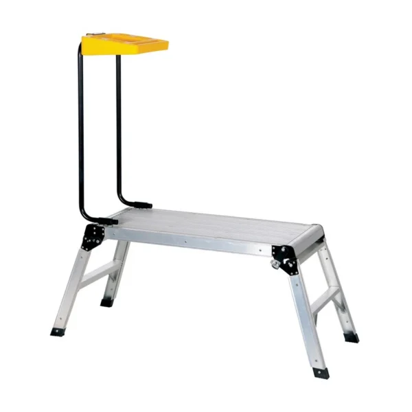 Aluminum Folding Step Platform with Tray 15 In. x 35 In. 250 Lb. Capacity Silver