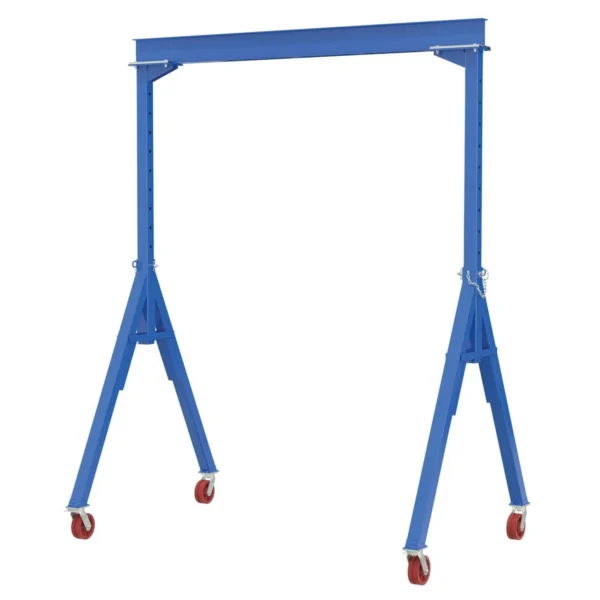 Steel Adjustable Height Gantry Crane with V-Groove Cast Iron Casters 15 Ft. x 10 Ft. 6000 Lb. Capacity Blue