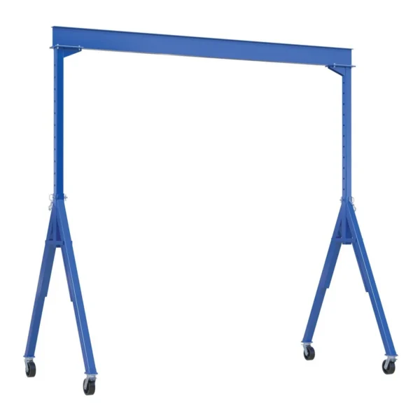 Steel Adjustable Height Gantry Crane with Total Locking Phenolic Casters 20 Ft. x 14 Ft. 6000 Lb. Capacity Blue