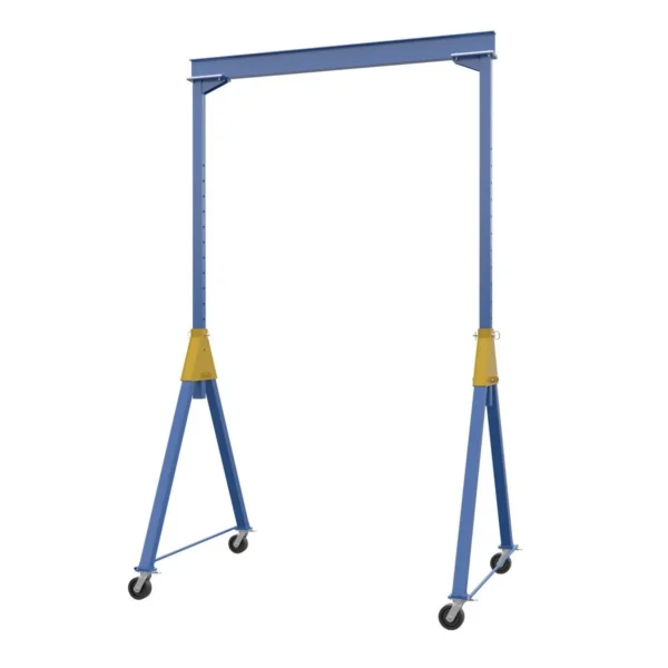 Steel Knock-Down Adjustable Height Gantry Crane with Phenolic Casters 10 Ft. x 16 Ft. 6000 Lb. Capacity Blue