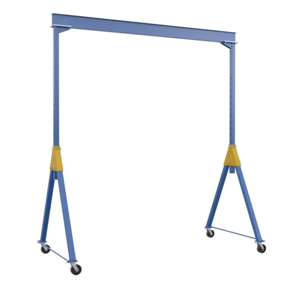 Steel Knock-Down Adjustable Height Gantry Crane with Phenolic Casters 15 Ft. x 16 Ft. 6000 Lb. Capacity Blue