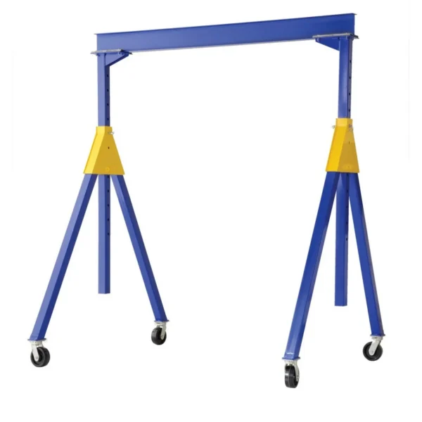 Steel Knock-Down Adjustable Height Gantry Crane with Phenolic Casters 20 Ft. x 14 Ft. 8000 Lb. Capacity Blue