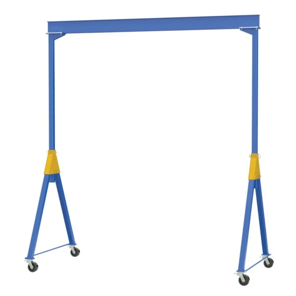 Steel Knock-Down Adjustable Height Gantry Crane with Total Locking Phenolic Casters 20 Ft. x 16 Ft. 8000 Lb. Capacity Blue