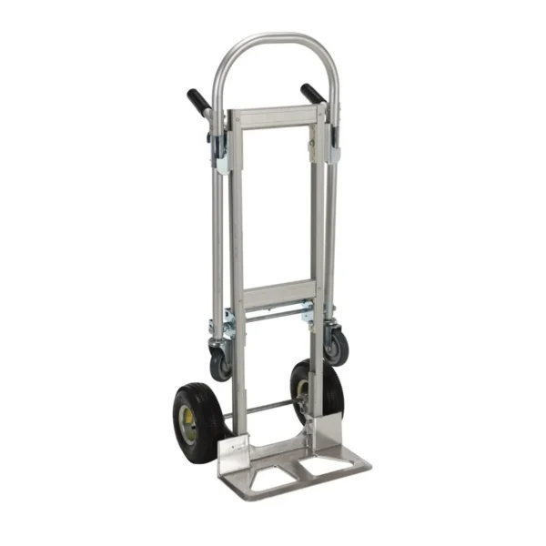 Aluminum 2 in 1 Convertible Hand Truck 18-7/8 In. x 20-1/2 In. x 51-1/2 In. 500 Lb. Capacity Silver