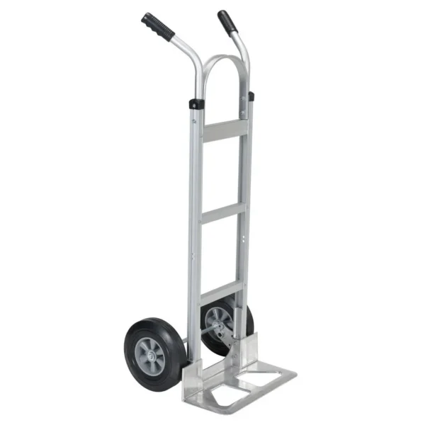 Aluminum Dual Handle Deluxe Hand Truck with Hard Rubber Wheels 19 In. x 19-1/2 In. x 51-1/4 In. 500 Lb. Capacity Silver