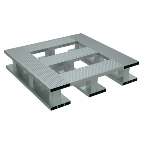 Aluminum Half Skid Bottom Pallet 24 In. x 24 In. x 5-1/16 In. 4000 Lb. Capacity Silver