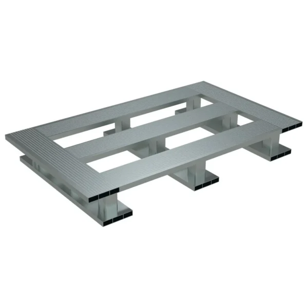 Aluminum Skid Bottom Pallet 24 In. x 48 In. x 5-1/16 In. 4000 Lb. Capacity Silver