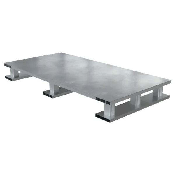 Aluminum Half Solid Top with Skid Bottom 24 In. x 40 In. x 5-1/16 In. 4000 Lb. Capacity Silver