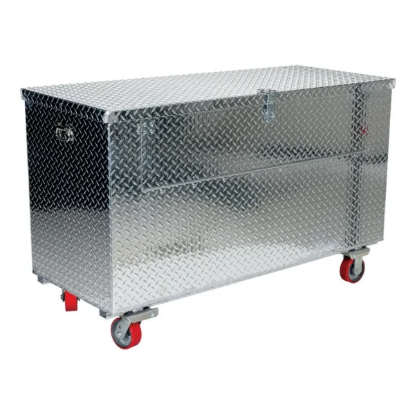 Aluminum Portable Tool Box with Fold Down Front Door with Casters 25-7/8 In. x 37-1/4 In. x 32-11/16 In. 2500 Lb. Capacity Silver