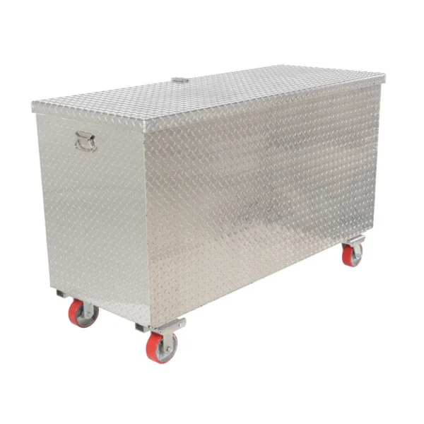 Aluminum Portable Tool Box with Fold Down Front Door with Casters 25-7/8 In. x 61-1/4 In. x 38-11/16 In. 2500 Lb. Capacity Silver