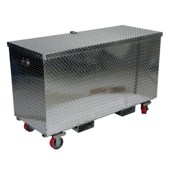 Aluminum Portable Tool Box with Casters and Fork Pockets 25-7/8 In. x 61-1/4 In. x 38-3/4 In. 2500 Lb. Capacity Silver