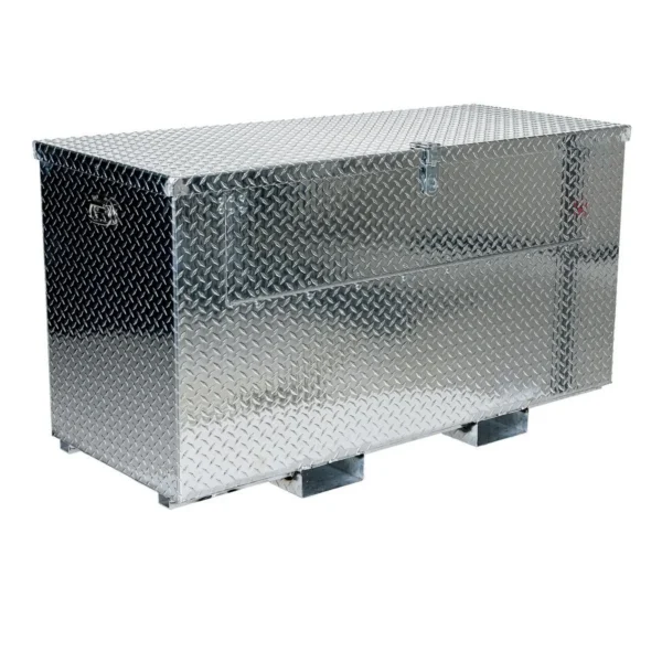 Aluminum Portable Tool Box with Fold Down Front Door with Fork Pockets 25-7/8 In. x 61-1/4 In. x 34-1/16 In. 2500 Lb. Capacity Silver