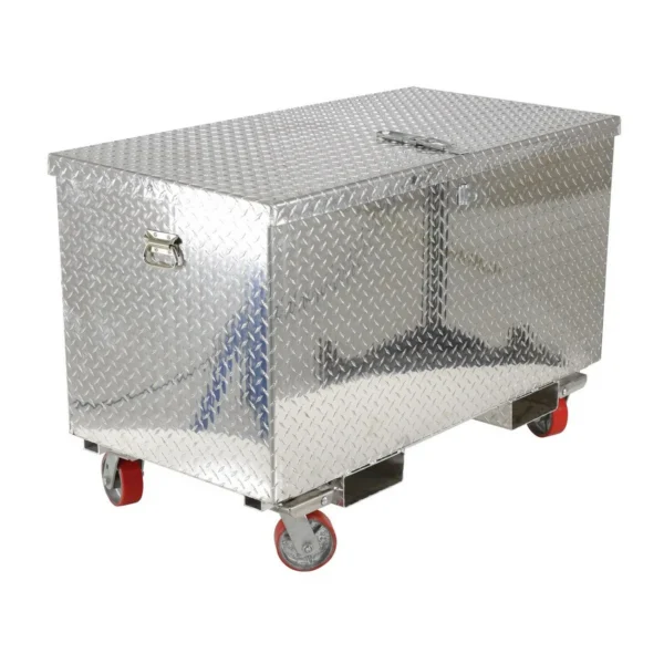 Aluminum Portable Tool Box with Casters and Fork Pockets 25-7/8 In. x 61-1/4 In. x 40-1/16 In. 2500 Lb. Capacity Silver