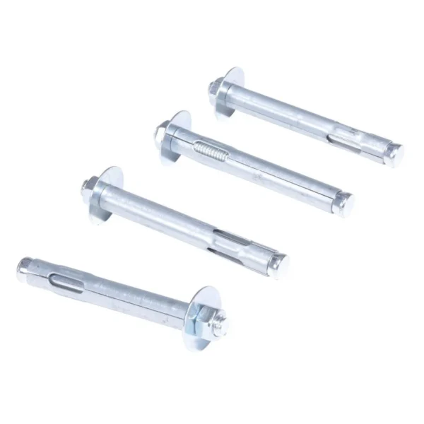 Steel Concrete Sleeve Anchor Bolts 4 Pack 1/2 In. x 4 In. Silver