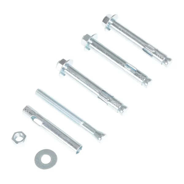 Steel Concrete Sleeve Anchor Bolts 4 Pack 3/8 In. x 4 In. Silver
