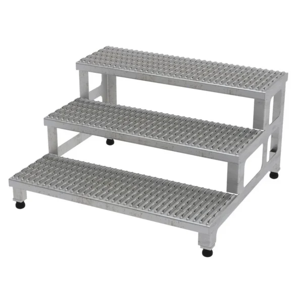 Stainless Steel Adjustable Step Mate Stand 3 Step 33-7/8 In. x 35-3/4 In. x 22-1/4 In. 500 Lb. Capacity Silver