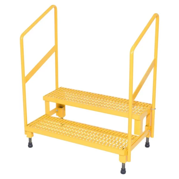 Steel Adjustable Step Mate Stand 2 Step with Handrails 22-7/8 In. x 38-3/16 In. x 43-1/8 In. 500 Lb. Capacity Yellow