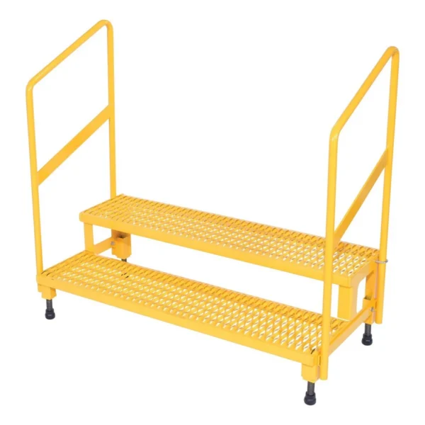 Steel Adjustable Step Mate Stand 2 Step with Handrails 22-7/8 In. x 50-1/2 In. x 43-1/8 In. 500 Lb. Capacity Yellow
