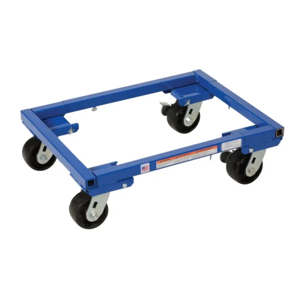 Steel Adjustable Tote Dolly with 4 In. Casters 36-1/2 In. x 26-1/2 In. x 7 In. 2000 Lb. Capacity Blue