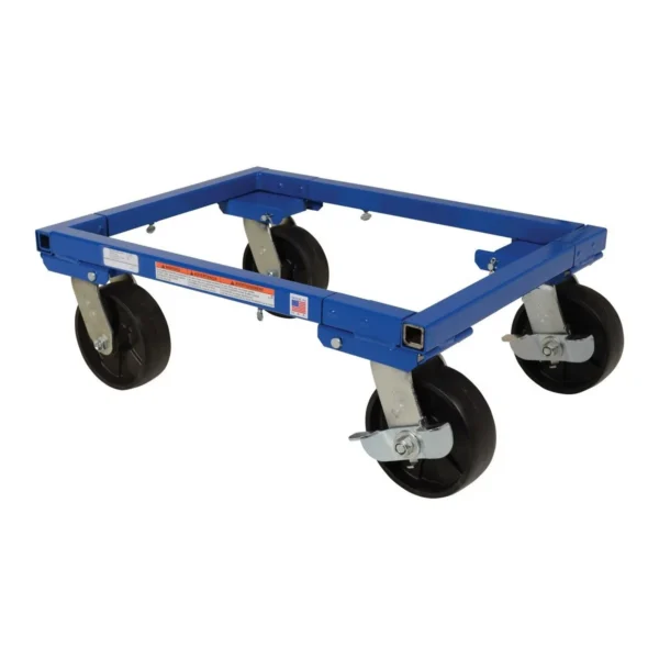 Steel Adjustable Tote Dolly with 6 In. Casters 36-1/2 In. x 26-1/2 In. x 8-7/8 In. 3000 Lb. Capacity Blue