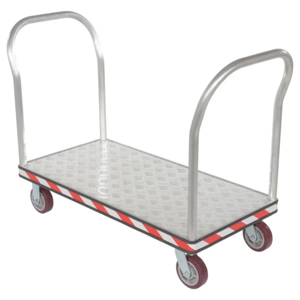 Aluminum Heavy Duty Dual Handle Tread Plate Platform Truck 24 In. x 48 In. 3600 Lb. Capacity Silver