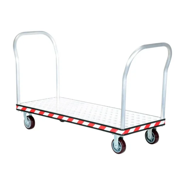 Aluminum Heavy Duty Dual Handle Tread Plate Platform Truck 24 In. x 60 In. 3600 Lb. Capacity Silver