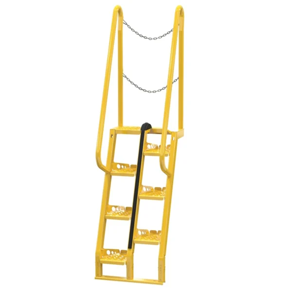 Steel Alternate Tread Stair 68 Degrees 30 In. x 23-1/2 In. x 90 In. 350 Lb. Capacity Yellow