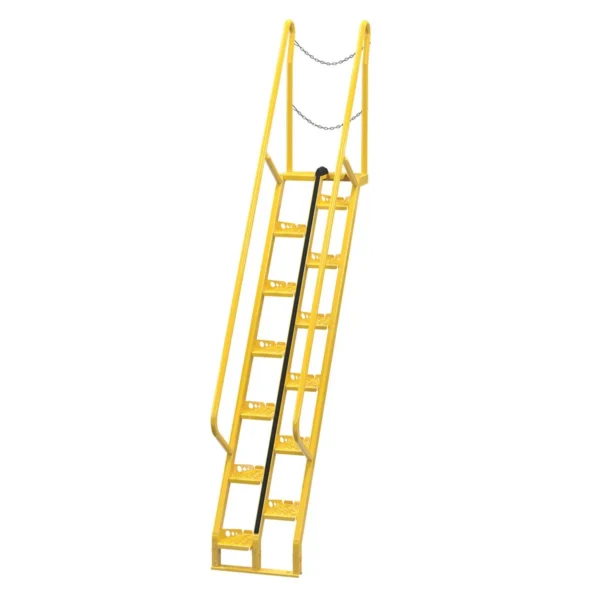 Steel Alternate Tread Stair 56 Degrees 73-1/2 In. x 23-1/2 In. x 138-1/4 In. 350 Lb. Capacity Yellow