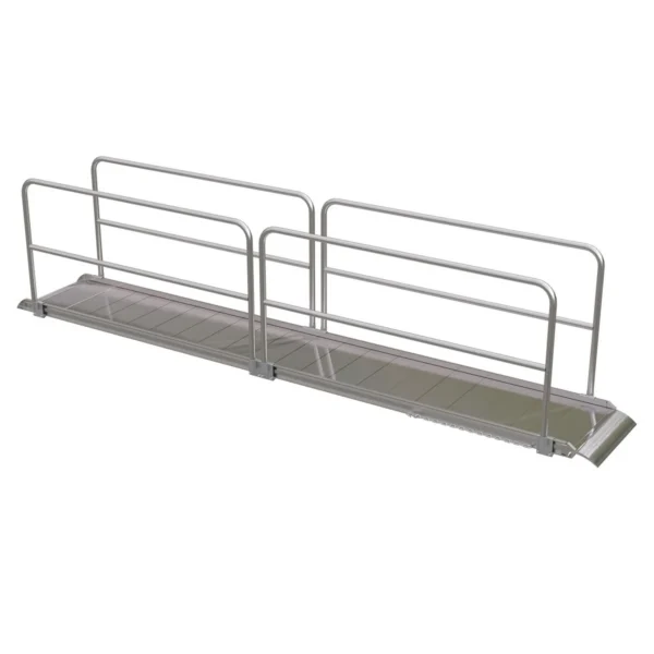 Aluminum Wheel Walk Ramp Overlapping Style with Handrails 192 In. x 28 In. 1000 Lb. Capacity Silver
