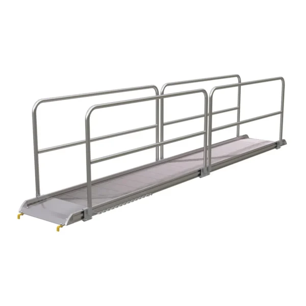Aluminum Wheel Walk Ramp Steel Hook Style with Handrails 194-5/8 In. x 28 In. 1000 Lb. Capacity Silver