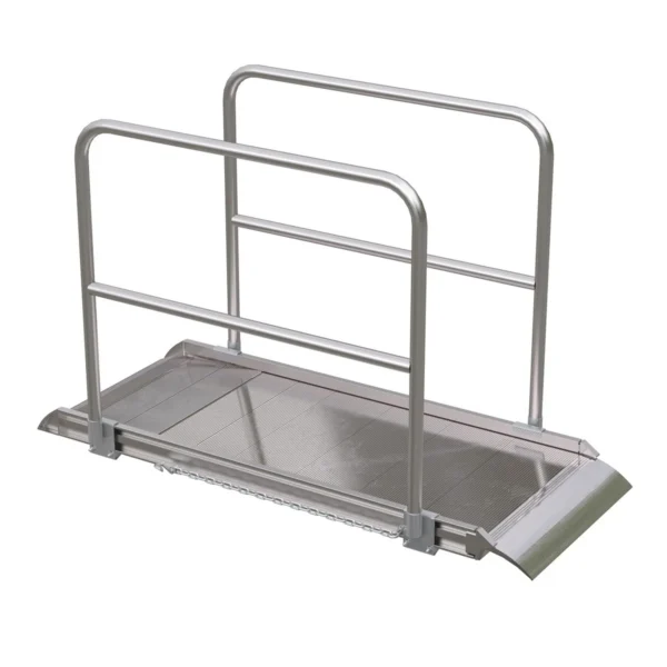 Aluminum Wheel Walk Ramp Overlapping Style with Handrails 72 In. x 28 In. 2800 Lb. Capacity Silver