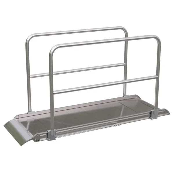Aluminum Wheel Walk Ramp Overlapping Style with Handrails 84 In. x 28 In. 2800 Lb. Capacity Silver