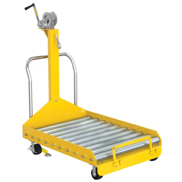 Fork Truck Battery Transfer Platforms with Winch and Caster 4000 Lb. Capacity Yellow