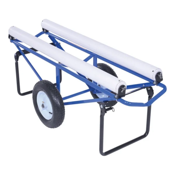 Portable Carpet Dispenser with Pneumatic Wheels 61 In. x 25-15/16 In. x 24-7/8 In. 500 Lb. Capacity Blue
