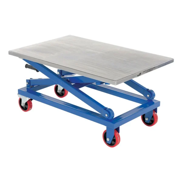 Steel Mechanical Scissor Cart 25-1/4 In. x 39-1/4 1000 Lb. Capacity Blue