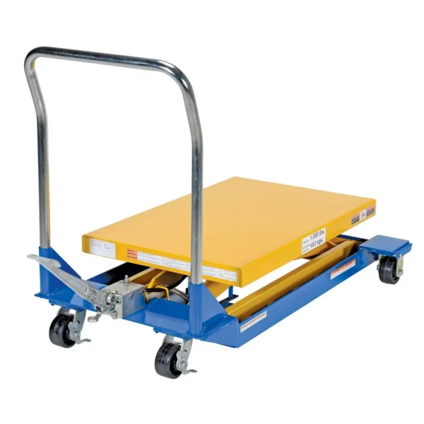 Steel Foot Pump Scissor Cart 36 In. x 24 In. 1000 Lb. Capacity Blue/Yellow