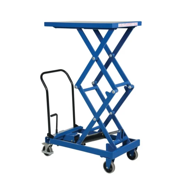 Steel Premium Double Scissor Cart with Foot Release 19.5 In. x 33 In. 300 Lb. Capacity Blue