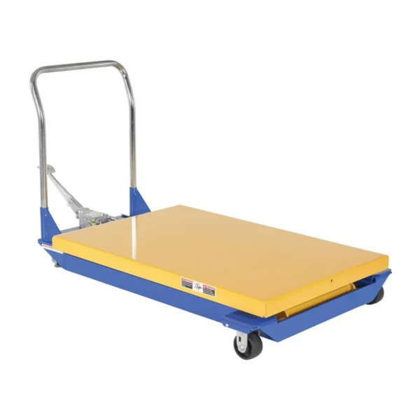 Steel Foot Pump Powered Scissor Cart 48 In. x 32 In. 1000 Lb. Capacity Blue/Yellow