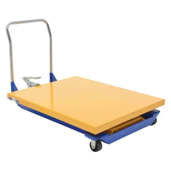 Steel Foot Pump Powered Scissor Cart 48 In. x 40 In. 1000 Lb. Capacity Blue/Yellow