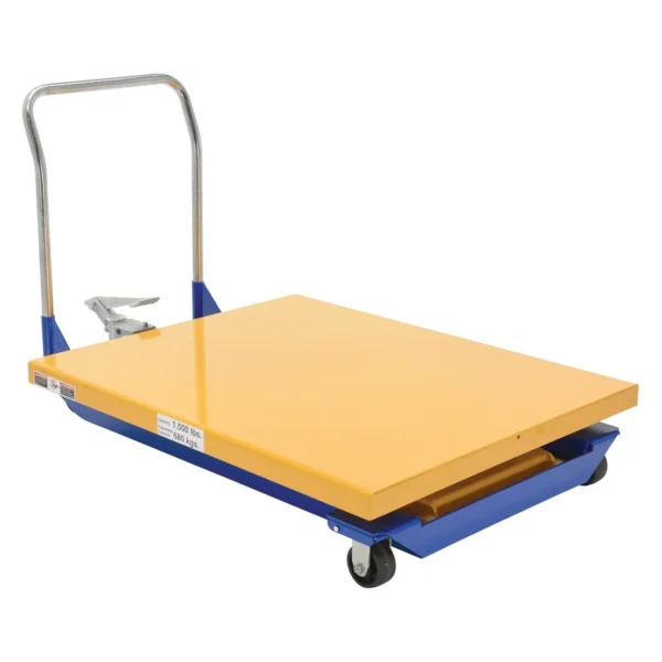 Steel Foot Pump Powered Scissor Cart 48 In. x 40 In. 1500 Lb. Capacity Blue/Yellow
