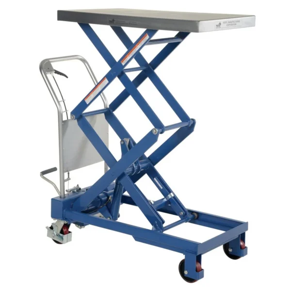 Partially Stainless Steel Double Scissor Hydraulic Elevating Cart 32-1/2 In. x 20 In. 800 Lb. Capacity Silver