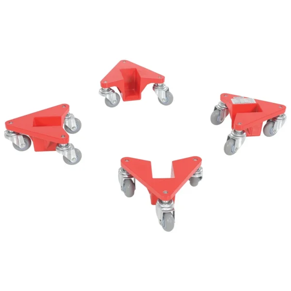 Aluminum Corner Mover Dolly Narrow Slot 4 Pack 200 Lb. Capacity Red