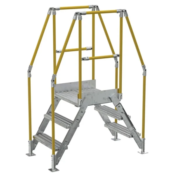 Galvanized Steel Crossover Ladder 3 Step 23-1/2 In. x 24 In. 500 Lb. Capacity Silver