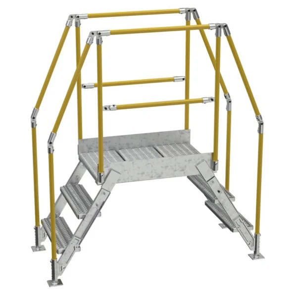 Galvanized Steel Crossover Ladder 3 Step 23-1/2 In. x 36 In. 500 Lb. Capacity Silver