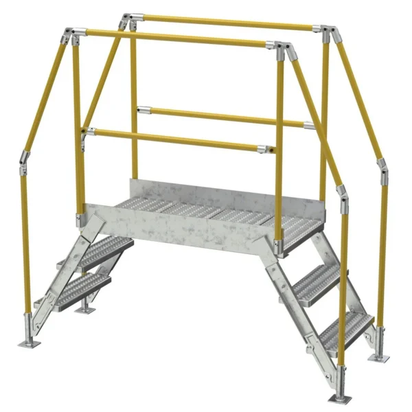 Galvanized Steel Crossover Ladder 3 Step 23-1/2 In. x 48 In. 500 Lb. Capacity Silver