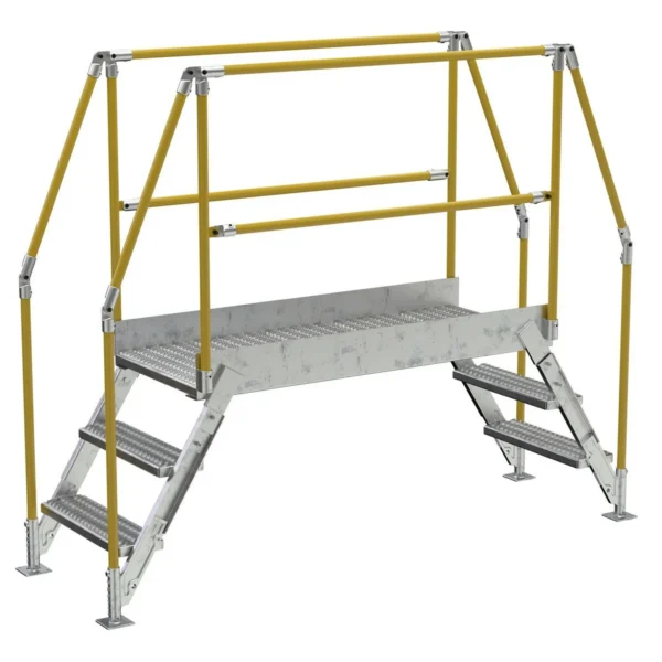 Galvanized Steel Crossover Ladder 3 Step 23-1/2 In. x 60 In. 500 Lb. Capacity Silver