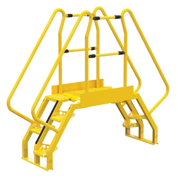 Steel Alternating Crossover Ladder 8 Step 56 Degrees 86 In. x 73 In. 350 Lb. Capacity Yellow